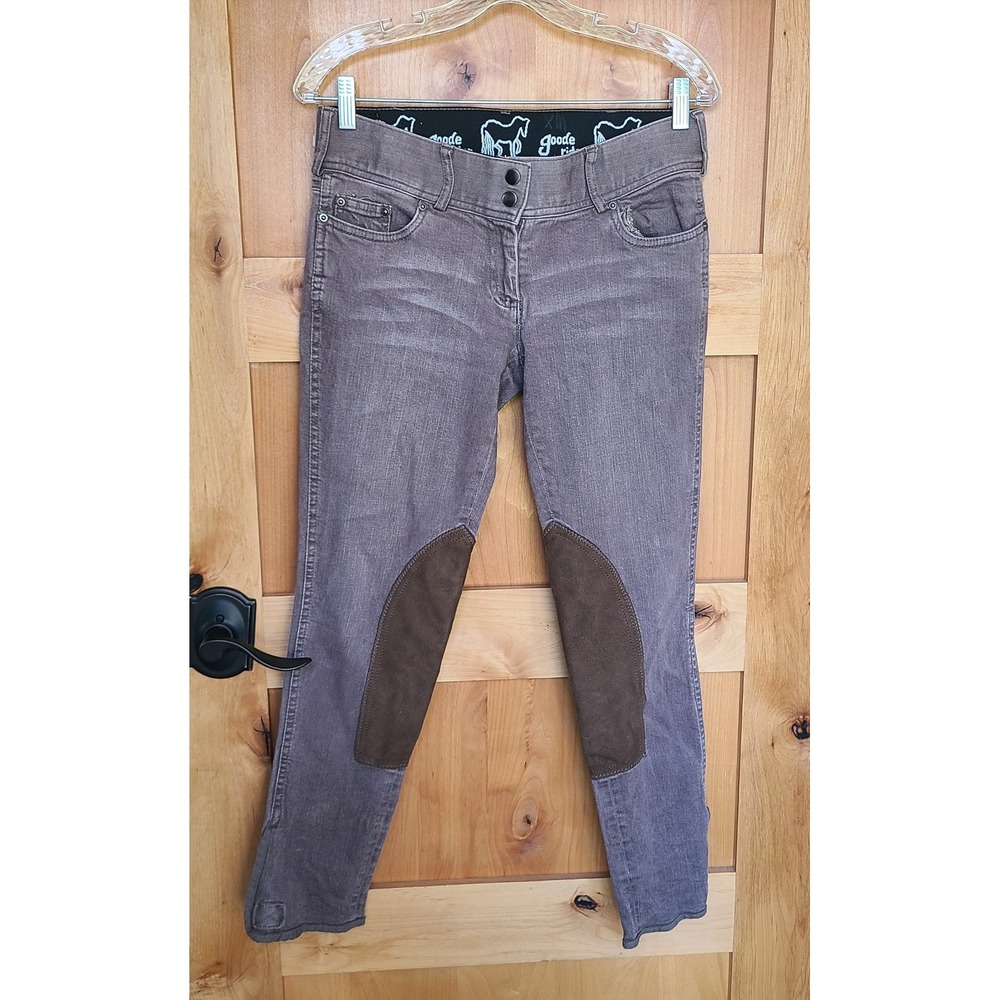Goode Rider 28L Knee Patch Taupe Mushroom Brown Riding Breeches Jeans Equestrian